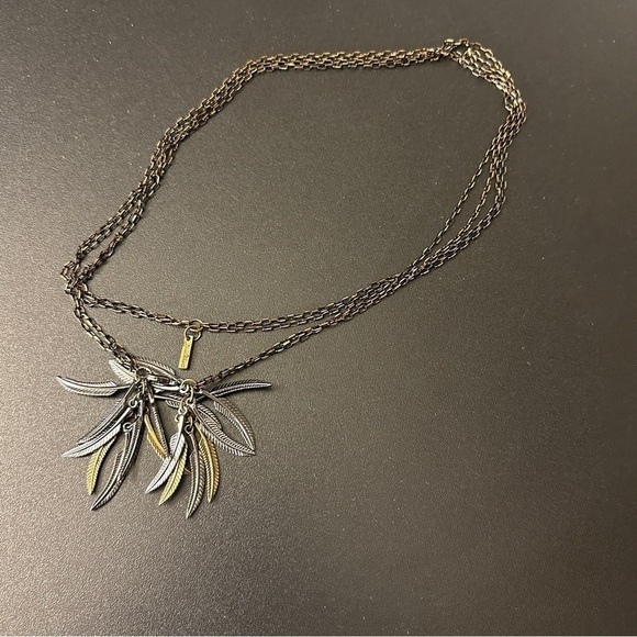 JewelMint Festival layered necklace Tri-colored Black Copper Gold feathers - Picture 1 of 13